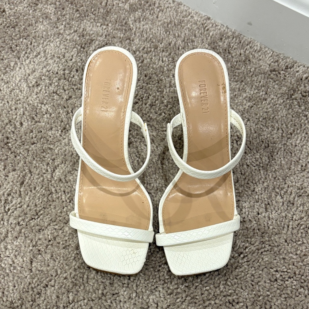 White strappy sandal heels